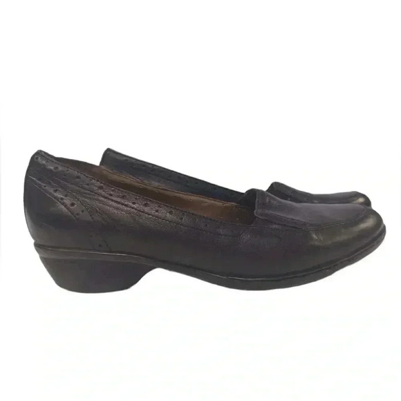 Clarks Unstructured Black Leather Slip  On Shoes Size 8.5 - Picture 2 of 7